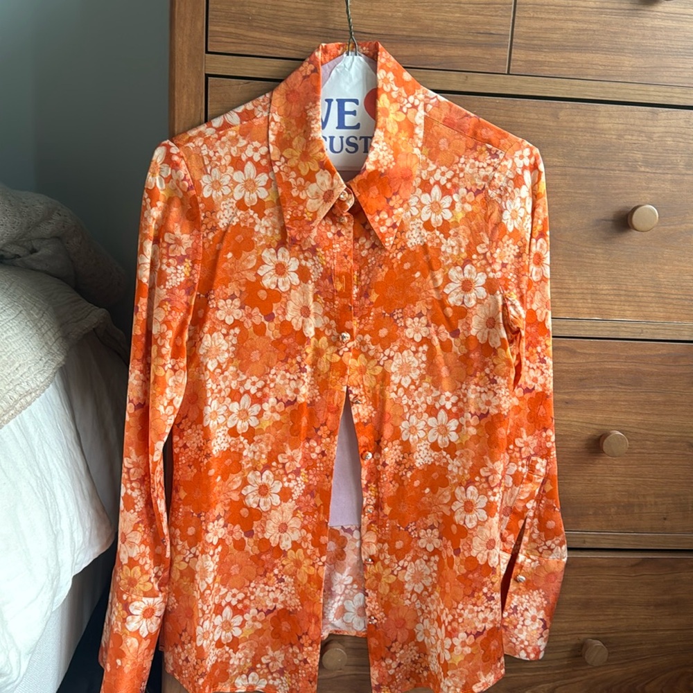 Silky orange floral summer The Kooples top